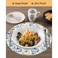 thumbnail image 3 of 15 Inch Round Placemats Set of 6, Teal Blue Pumpkin Non Slip Heat Insulation PP Table Mats, Thanksgiving Green Eucalyptus Autumn Washable Place Mats for Kitchen Dining Party Table Decor, 3 of 7