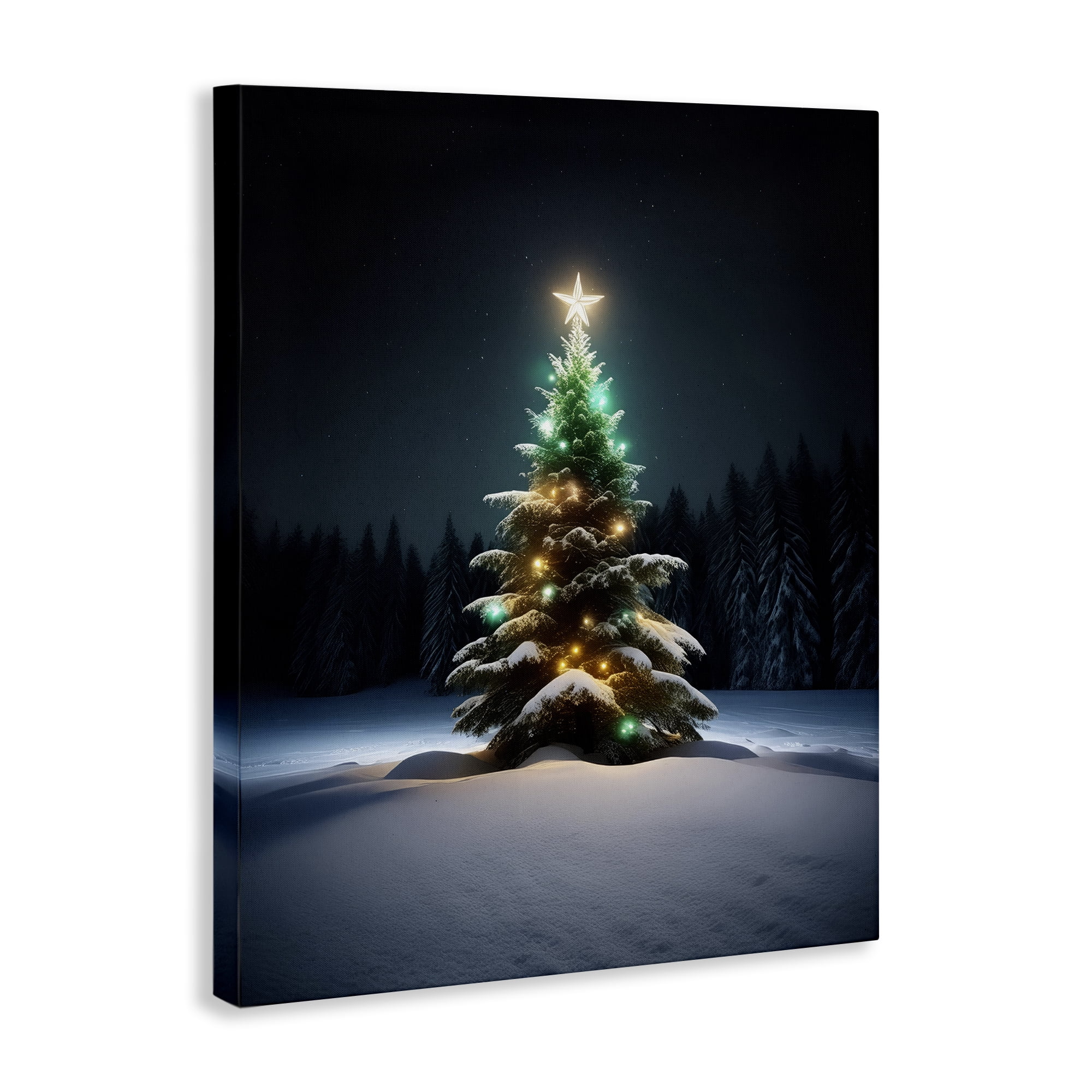 Stupell Industries Clear Night Snowy Tree Holiday Photography Gallery Wrapped Canvas Art Prints Wall Art, 36 x 48
