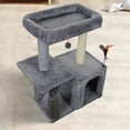 thumbnail image 2 of WK 31.50" Cat Tree for Indoor Cats with Cat Condo and Scratching Post,Cute Cat Tower with Self-Grooming Brush and Toy Balls,Grey, 2 of 7