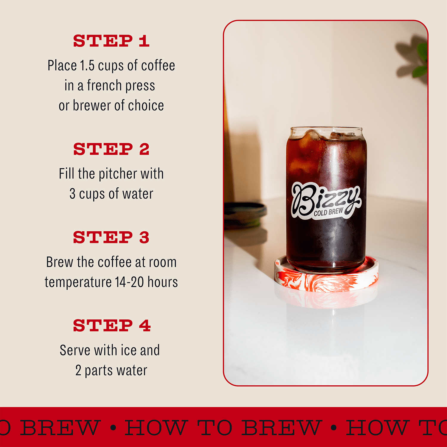Bizzy Organic Cold Brew Coffee, Smooth & Sweet Blend, Medium Roast, Coarse Ground, 2 lb Bag