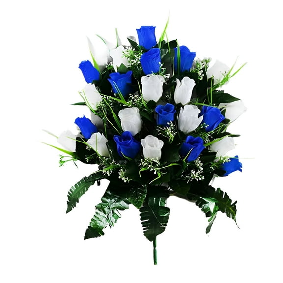 ZULAR Memorial Day Cemetery Flowers - Sympathy Cemetery Bouquets - Outdoor Cemetery Decor - Artificial Patriotic Cemetery Flowers - Long Lasting Preservation
