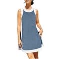 thumbnail image 2 of Women's Athletic Summer Mini A-Line Dress Sleeveless Crew Neck Color Block Shift Dress Casual Sporty Tennis Golf Apparel Loose Fit Lightweight Breathable Daily Wear, 2 of 6