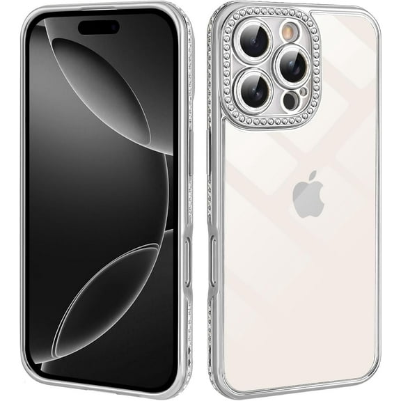 ZUKKASHAN Clear for iPhone 16 Pro Max Case Cute Crystal Glitter Bling Women Girls Aesthetics Phone Cover with Sparkle Diamond Camera Len Protector