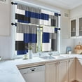 thumbnail image 2 of Navy Blue Kitchen Curtains Checkered Window Curtains and Valances Set of 3, Black Grey White Geometric Short Tier Curtain for Kitchen, Modern Abstract Small Kitchen Decor 52" x 24", 2 of 5