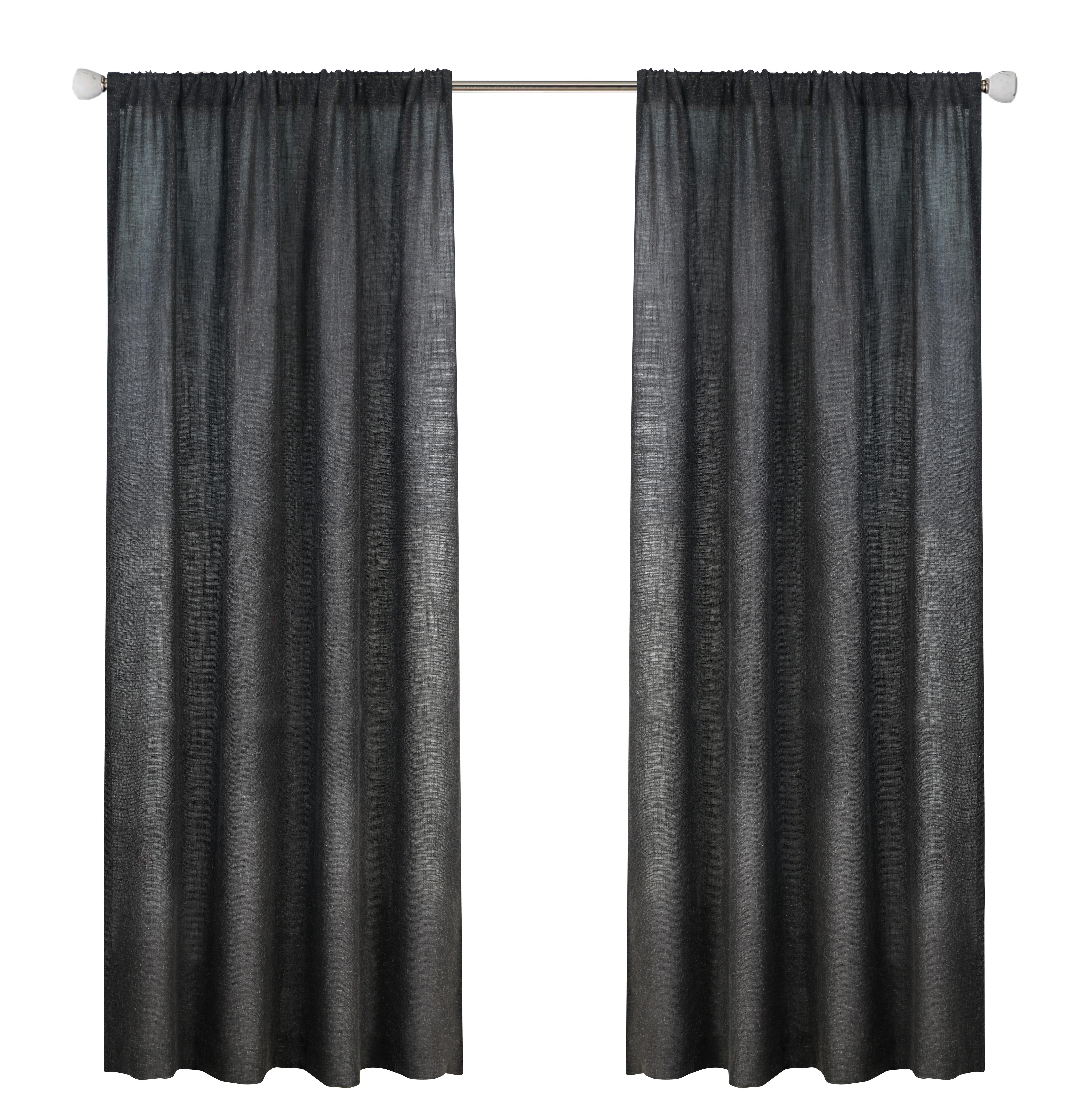 Better Homes & Gardens Light Filtering Linen Blend Rod Pocket Curtain, Single Panel, Rich Black, 50" W x 108" L