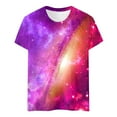 thumbnail image 5 of Womens Tops Casual T Shirts Galaxy Print Short Sleeve Crew Neck Basic Slim Undershirts Green, 5 of 5