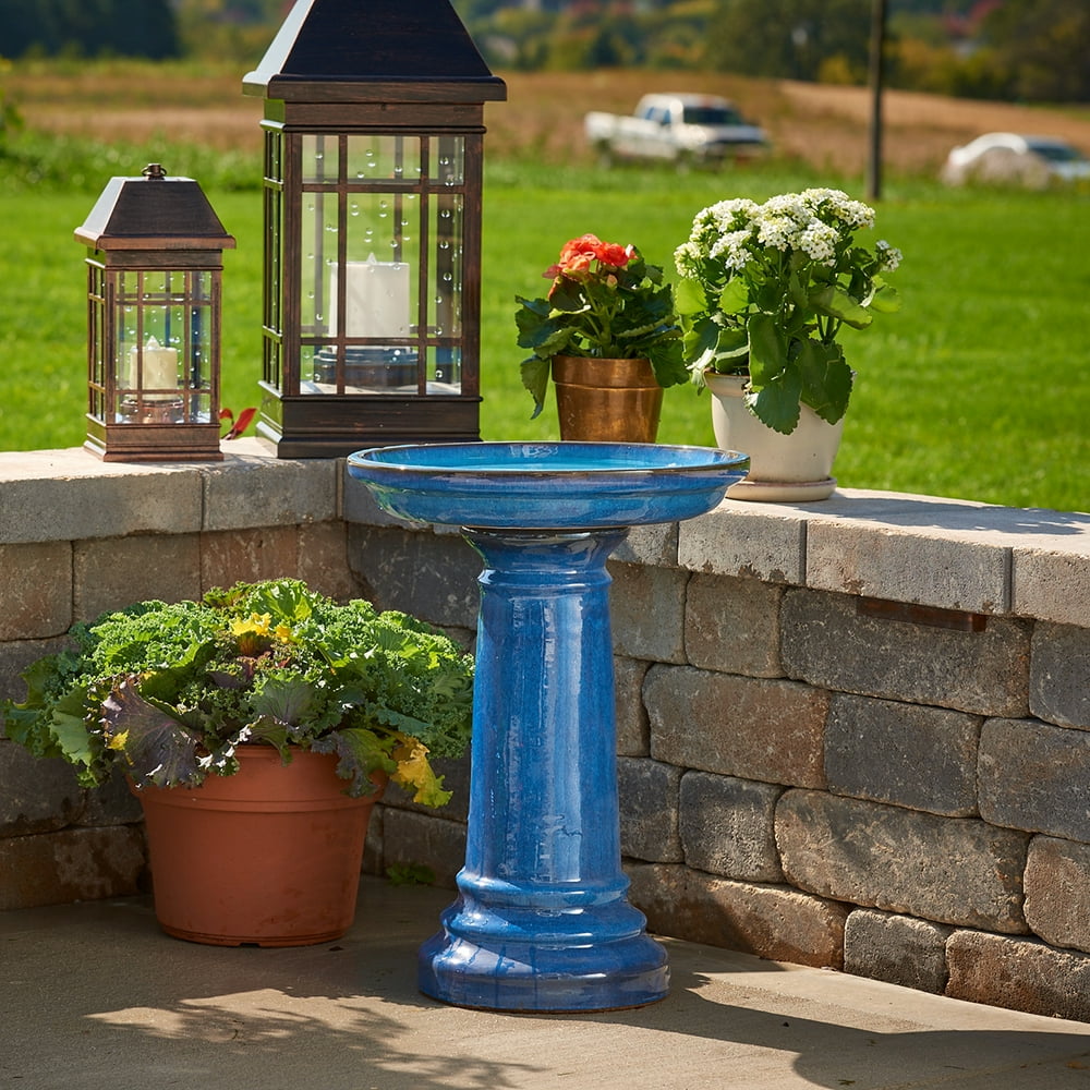 Aviatra 24" Ceramic Birdbath Blue Transitions