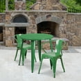 thumbnail image 2 of Flash Furniture Conrad Commercial Grade 30" Round Green Metal Indoor-Outdoor Table Set with 2 Arm Chairs, 2 of 5