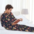 thumbnail image 6 of Honeii Flower Pattern Mens Pajamas Set,2pcs Men's Lounge Long Sleeve Sleep Shirt and Pajama Bottoms Sleepwear Set,Mens Pjs Sets-X-Large, 6 of 7