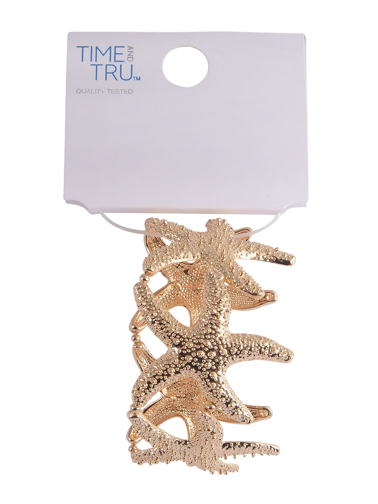 Time and Tru Adult Female Gold-Tone Metal Textured Starfish Stretch Bracelet