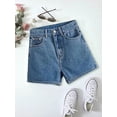 thumbnail image 5 of EMMIOL Women's High-Mid Waisted Stretchy Denim Shorts Basic Wash Solid Casual Boyfriend Y2K Jorts for Summer, 5 of 6