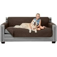 thumbnail image 1 of Original Patent Pending Reversible Large Sofa Protector, Many Colors, Seat Width to 70 Inch, Furniture Slipcover, 2 Inch Strap, Couch Slip Cover Throw for Pet Dogs, Cats, Kids, Chocolate, 1 of 8