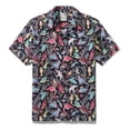 thumbnail image 3 of Camisa hawaiana de verano para hombre, con estampado de pájaros en 3D, para vacaciones, viajes, Hawái, manga corta, informal, de gran tamaño, con solapa, 3 of 4
