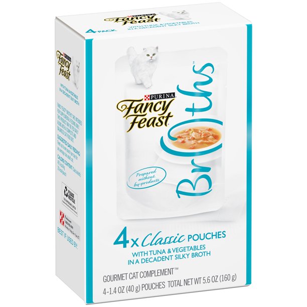 Fancy Feast Broths Classic with Tuna & Vegetables Wet Cat Food Pouches