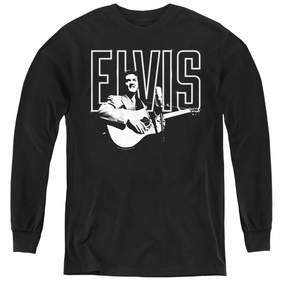 Elvis Presley White Glow Youth Long Sleeve T-Shirt Black