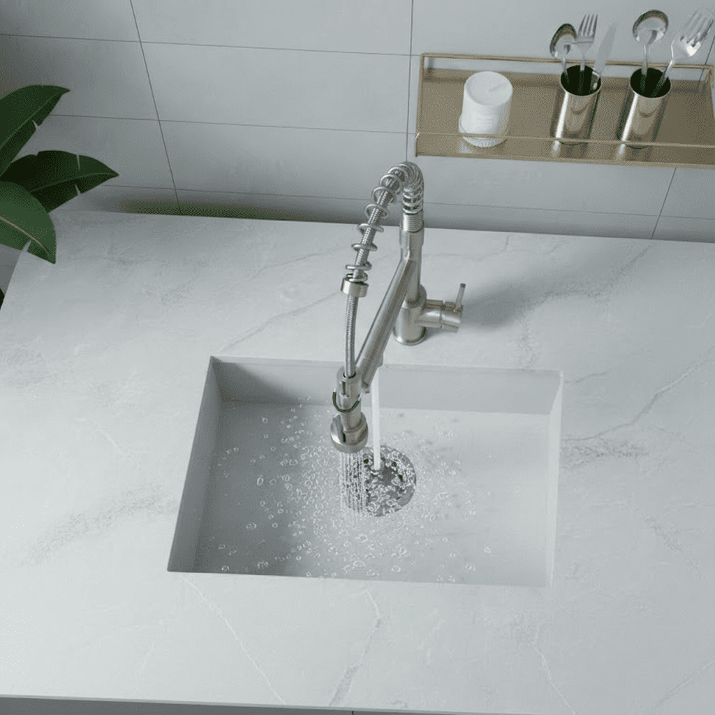 Kitchen Faucet with Pull Down Sprayer,Touch On Single Handle 2-Function Stainless Steel Spring Neck,Single Hole Installation for Residential,Bar,Brushed Nickel
