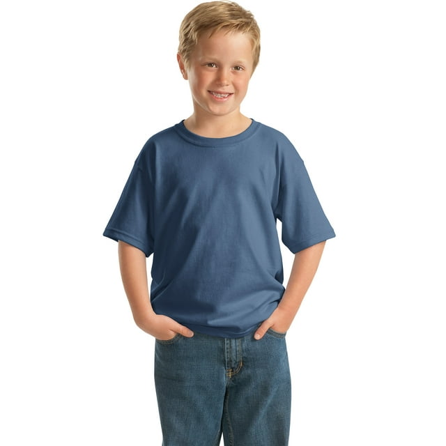 Gildan T-Shirt à Manches Courtes pour Garçon en Coton 100 pour Cent avec Encolure Rubanée - 5000B