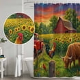 thumbnail image 4 of Shower Curtain Bathroom Set Farm Sunflowers Cow Cock Waterproof Fabric Shower Curtains with Grommets&Hooks, Red Barn Truck Privacy Bath Curtain for Bathtub 72x72in, 4 of 9