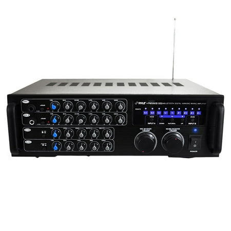 1000 Watt BT Stereo Mixer Karaoke Amplifier, Microphone/RCA Audio/Video Inputs, Mic-Talkover, Rack Mountable