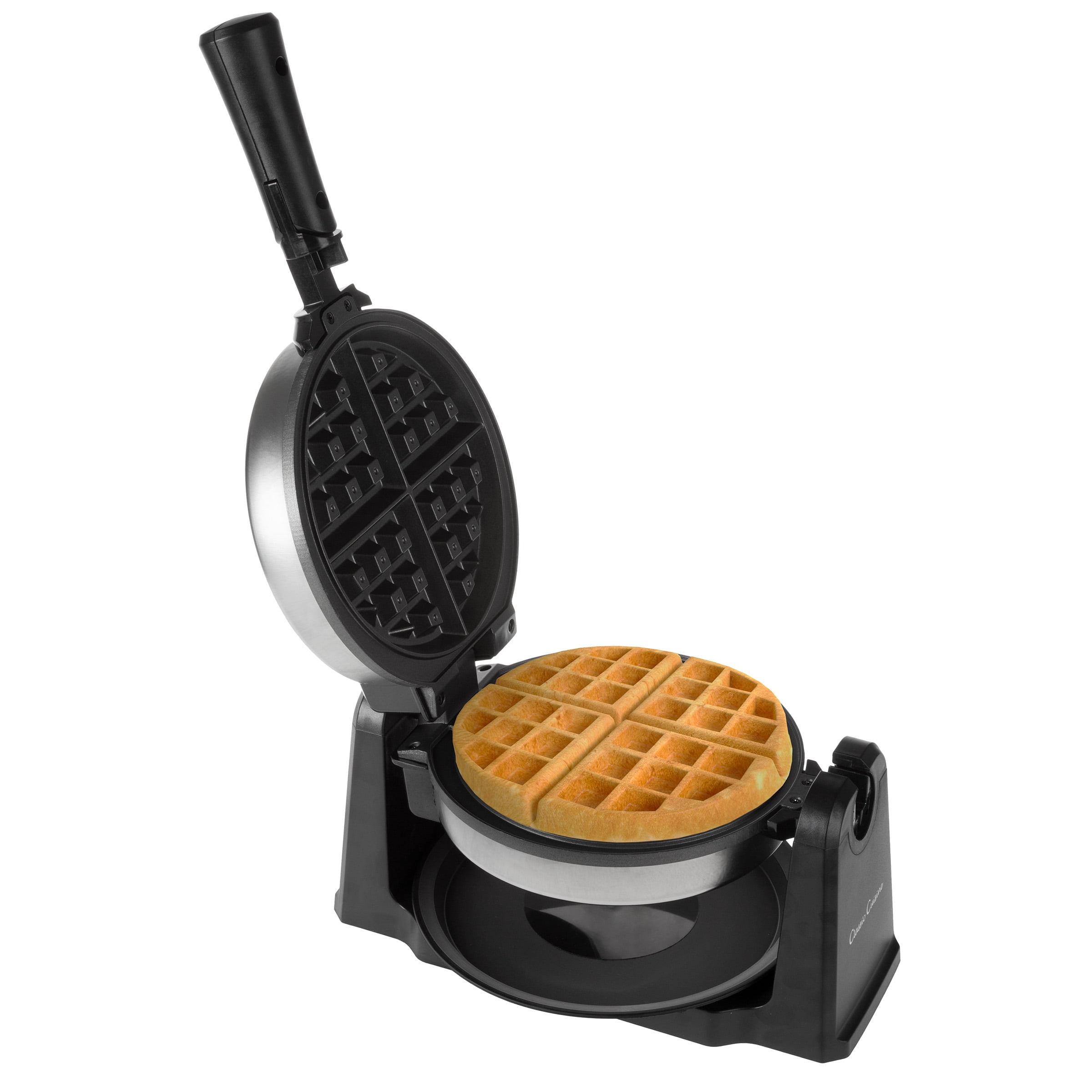 Classic Cuisine 180-Degree Nonstick Flip Waffle Iron with Drip Pan