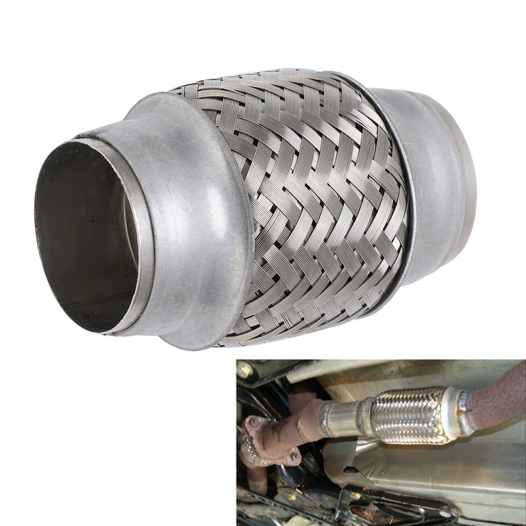 ACOUTO Exhaust Flex Pipe,Car Woven Exhaust Flexible Pipe Coupling  1.75x4.1in Stainless Steel Particle Filter Repair Replacement,Exhaust Flex  Tube