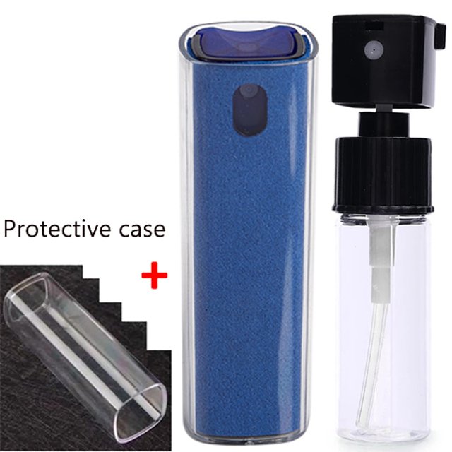 Limpiador de pantalla de microfibra 2 en 1, juego de botellas con pulverizador para teléfono móvil, Ipad, ordenador, paño de microfibra, toallitas limpiadoras para Iphone y gafas