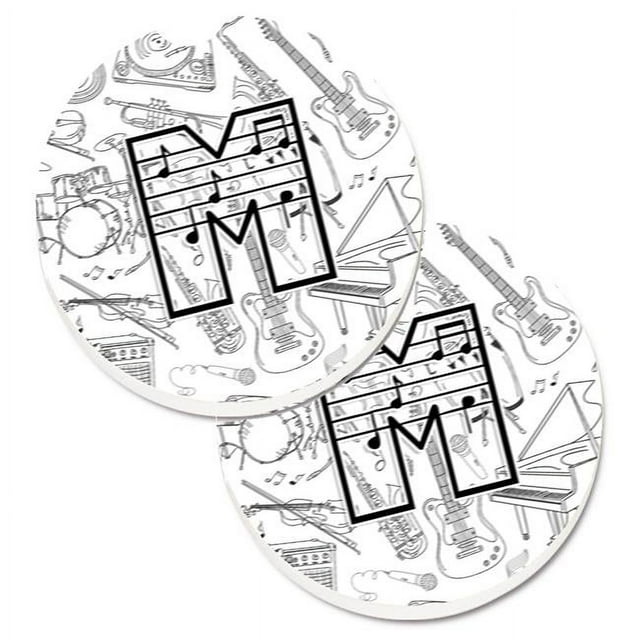 Caroline's Treasures CJ2007-MCARC Set of 2 Letter M Musical Note Sandstone Car Coasters