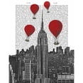 thumbnail image 3 of Fab Funky 12x14 Black Modern Framed Museum Art Print Titled - Empire State Building and Red Hot Air Balloons, 3 of 5