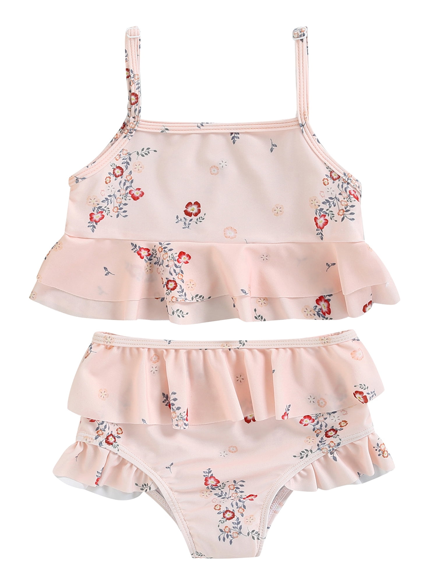 Kids Baby Girls 2 Piece Swimsuit Sleeveless Bathing Suits Cute Swimwear