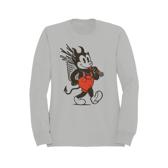 Devil Cartoon with Red Suspenders Men's Sweatshirt