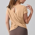 thumbnail image 2 of Babysbule Crew Neck Short Sleeve Workout Top Cutout Cross Back Quick Dry Yoga T-Shirt Athletic Activewear for Gym Running, 2 of 8