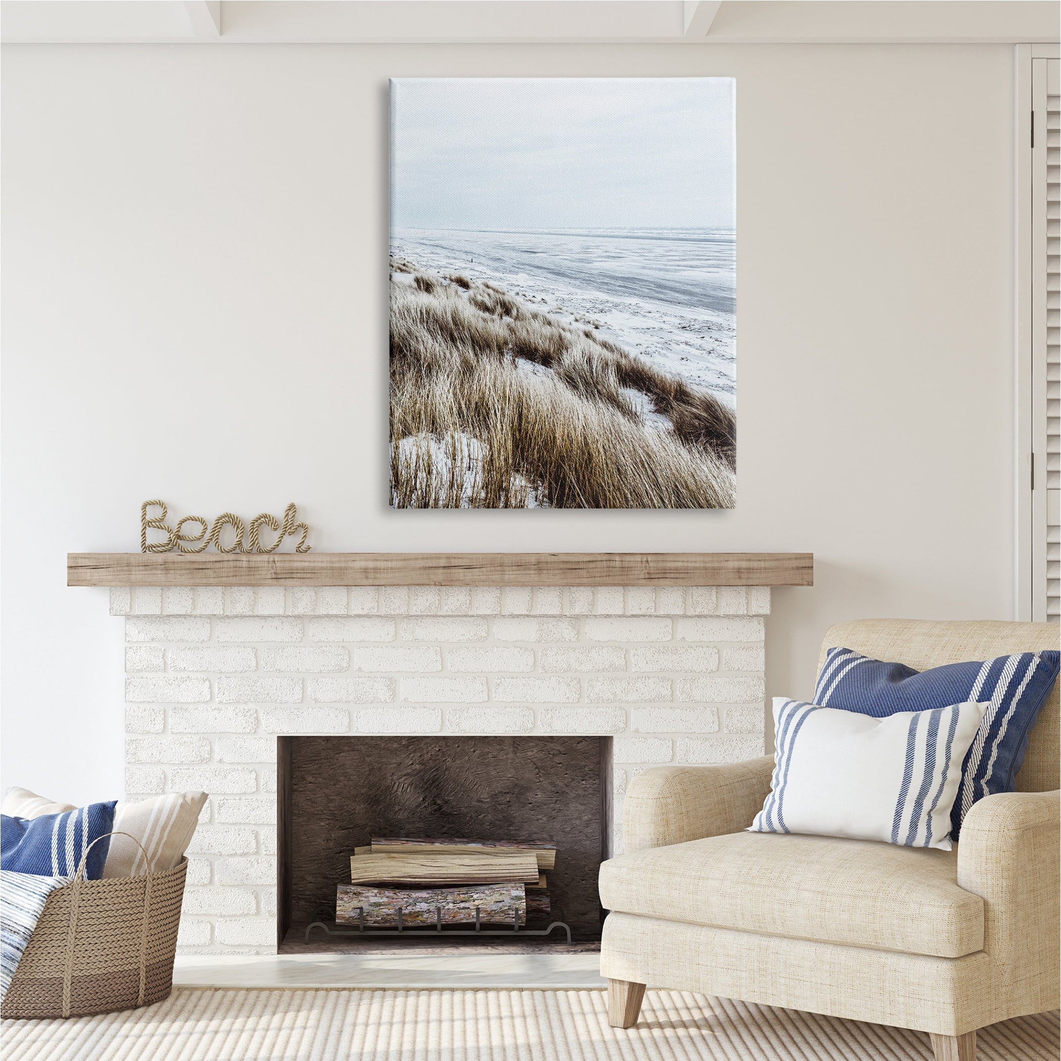 Stupell Industries Beach Reeds Landscape Nature Photography Gallery Wrapped Canvas Print Wall Art, 36 x 48
