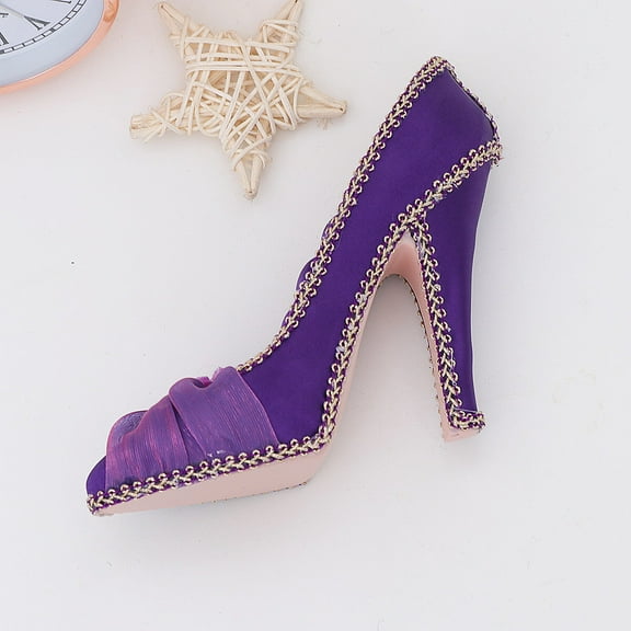 Masteelf Purple Highheeled Shoes Shaped Jewelry Organizer for Ear Rings and Accessories with Durable Resin Material 7.5 Inches Tall