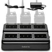 Radioddity GM-30 GMRS Handheld Radio Six-Way Charger Multi-Unit Charger Station, Compatible for BL-13UV TD-H5 P15UV UV-88 RT-85 GM-15 Battery, 1 Set