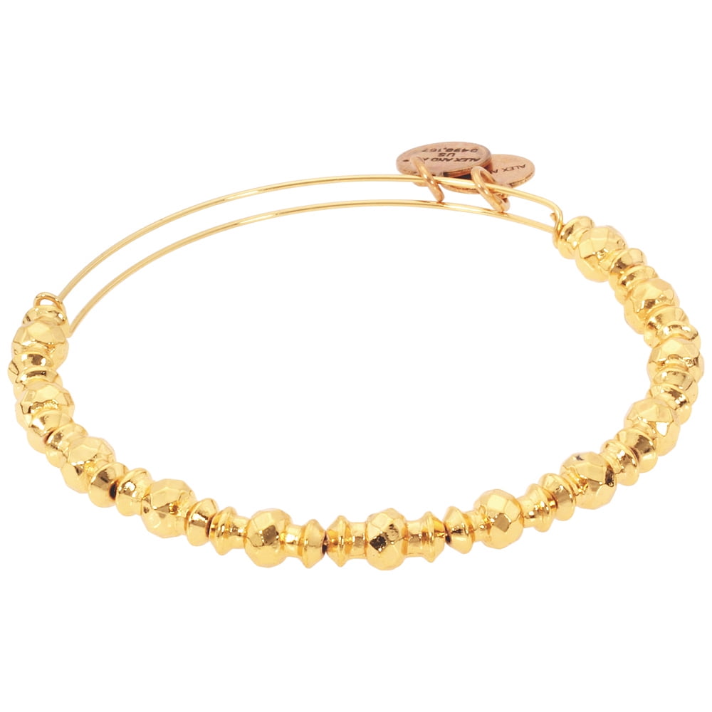 Alex And Ani Canyon Beaded Bangle Bracelet Shiny Gold Finish A16EB104SG