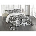 thumbnail image 3 of Ambesonne Camouflage Quilted Bedspread Set 3 Pcs, Camouflage Concept, King Size, Black Grey Grey, 3 of 5