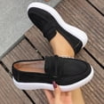 thumbnail image 2 of Womens Platform Loafers Slip On Shoes Comfortable Walking Flats Black Chunky Sole Breathable for Work & Casual,Size 6, 2 of 9