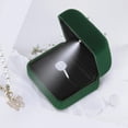 thumbnail image 3 of Classic Metal Glossy Jewelry Ring Box with LED Light, Velvet Ring Gift Box for Proposal Engagement Wedding Anniversary Birthday Ceremony (Green), 3 of 5