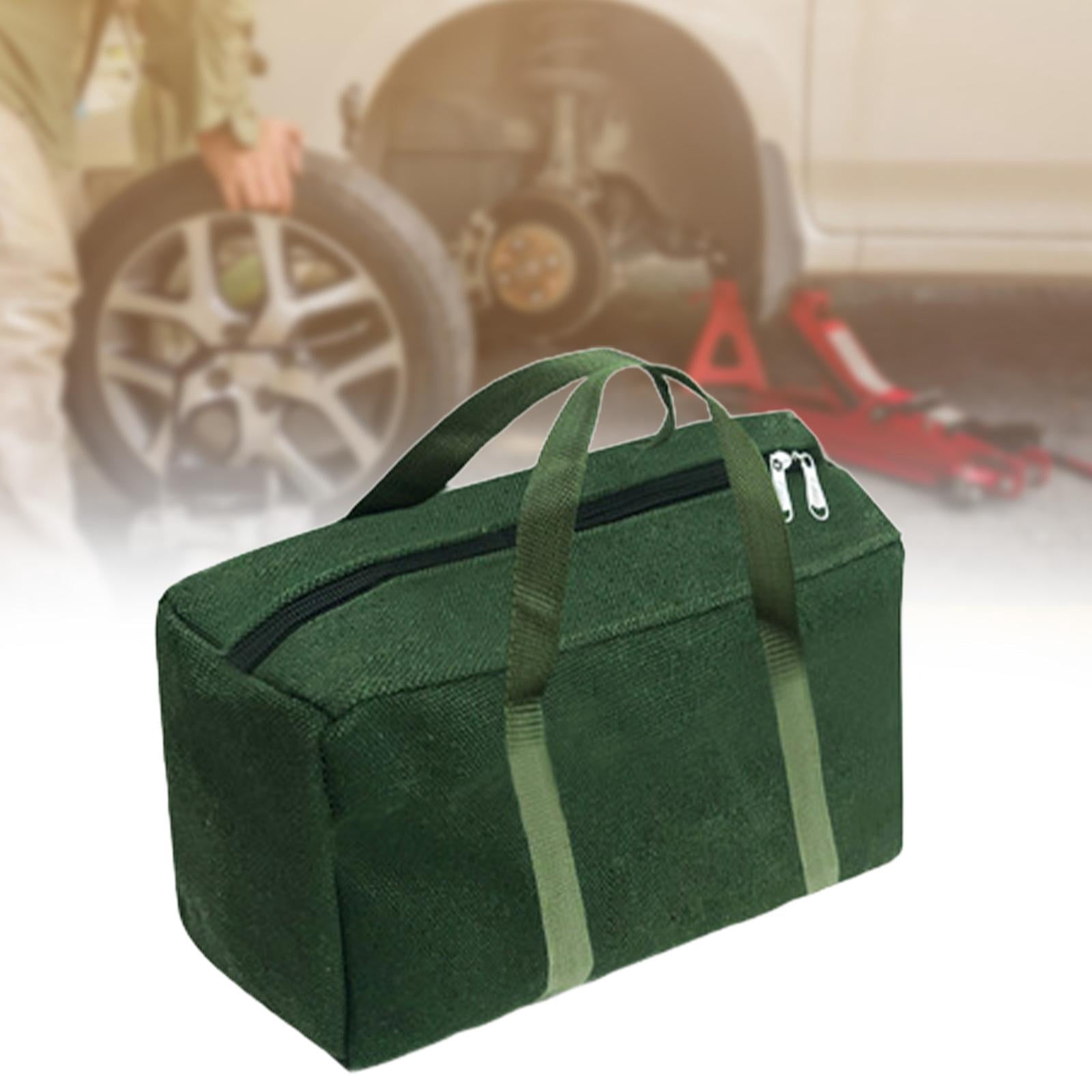 simhoa Canvas Tool Storage Bag Zipper Handbag Multipurpose Waterproof Wide Mouth Opening for Plumber Technicians Professional Green 50x30x25cm