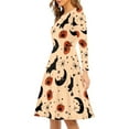 thumbnail image 2 of FKELYI Gothic Bats Women Dress Size S Soft Halloween Pumpkins Women Dress Long Sleeve Casual Elastic Women Dress Long Sleeve Party, 2 of 4