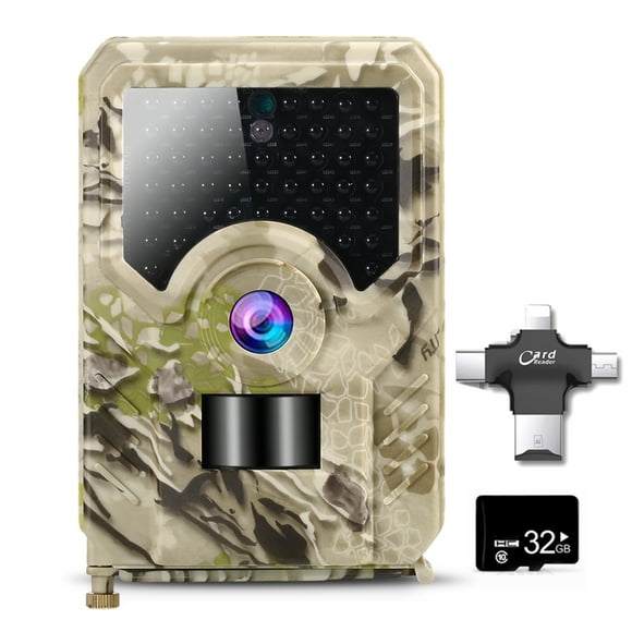 12MP 1080P Trail Camera Game Camera with 32GB Card Outdoor Wildlife Camera with PIR Sensor 65ft Infrared Night Vision