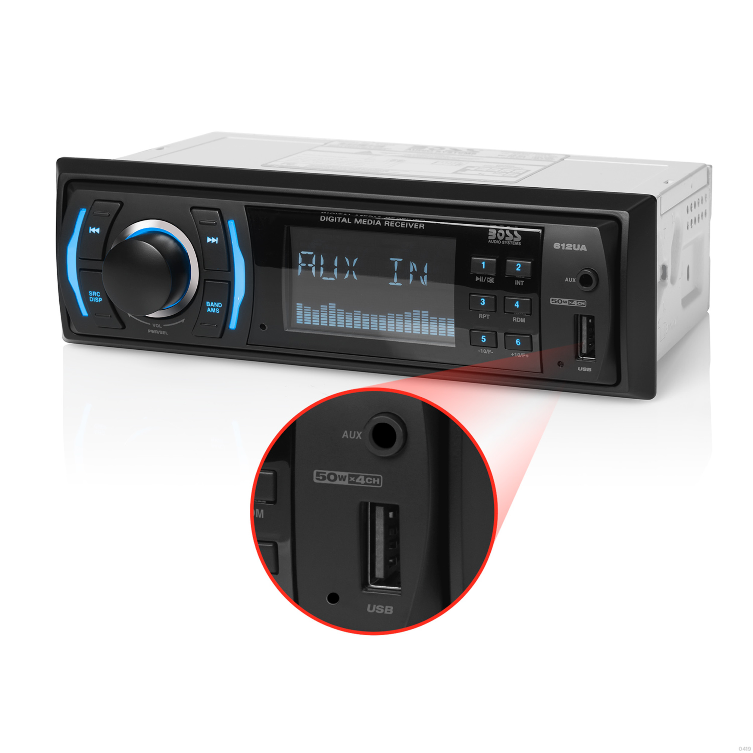 BOSS Audio Systems 612UA Car Audio Stereo System - Single Din, Aux Input, USB, Mechless, No CD DVD Player, MP3, AM/FM Radio Receiver Head Unit, Hook up to Amplifier - image 5 of 21