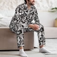 thumbnail image 7 of Honeii Lilies Flowers Pattern Mens Pajamas Set,2pcs Men's Lounge Long Sleeve Sleep Shirt and Pajama Bottoms Sleepwear Set,Mens Pjs Sets-Large, 7 of 7