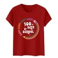 thumbnail image 4 of DONDPO Teacher Graphic Short Sleeve Tshirt 100 Days of School Shirt Women: Happy School T-Shirt Teacher Student Short Sleeve Tee 100 Days Of School Shirt School Days Tee Tops Red 3XL, 4 of 5