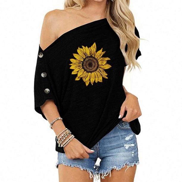 Puntoco Moda Mujer Casual Manga corta Un hombro tops Impreso tops Blusa Puntoco Puntoco-5206