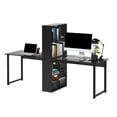 thumbnail image 2 of Computer Desk Writing Desk, Home Office Workstation with Bookshelf, Black, 2 of 8