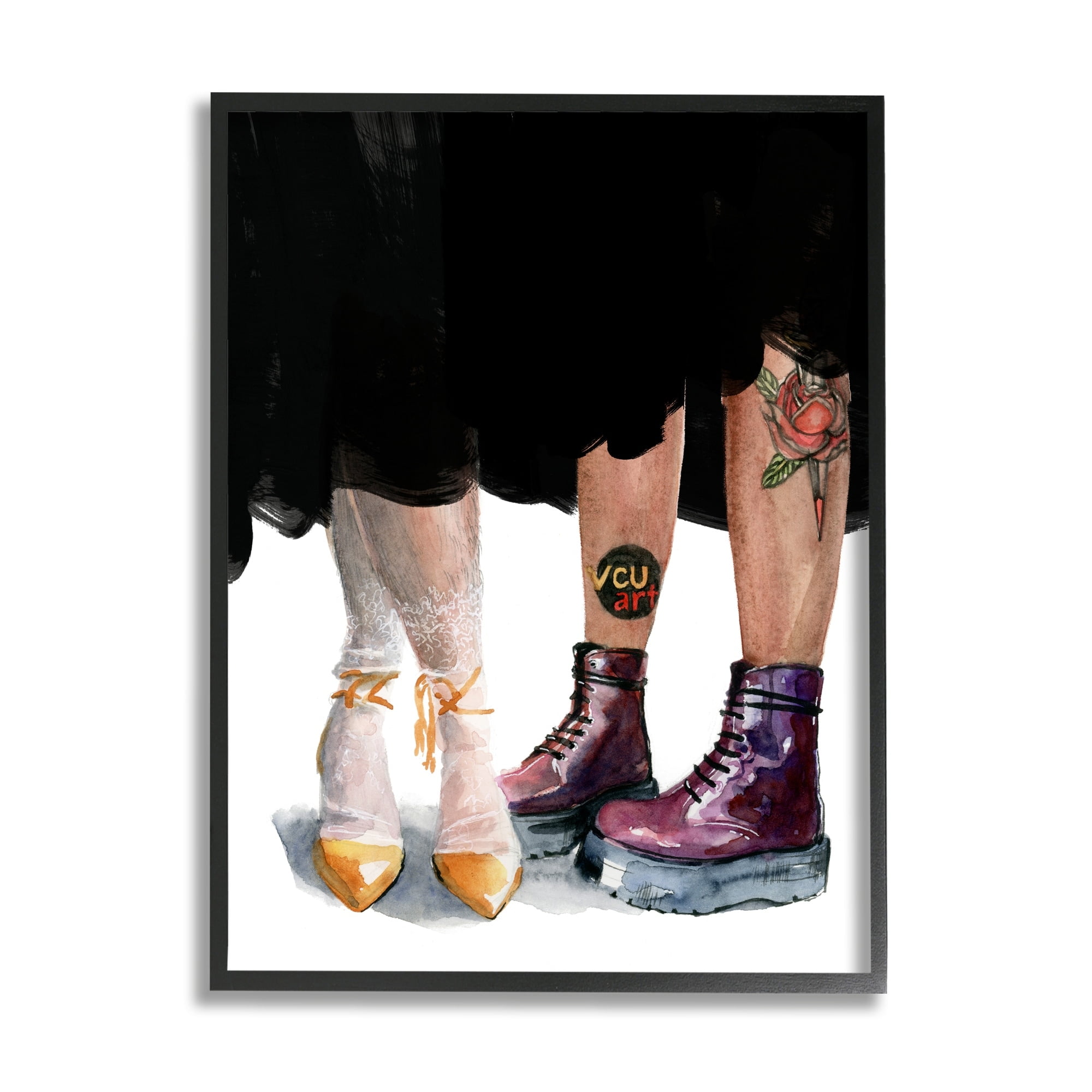 Stupell Industries Man & Woman Fashion Shoes Couple Beauty & Fashion Painting White Framed Art Print Wall Art