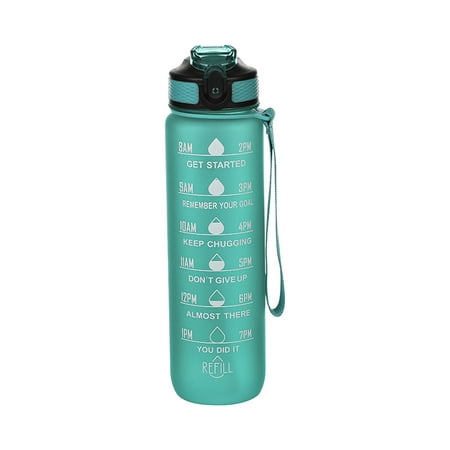 

UHUYA Motivational Water Bottle With Time Marker 32oz Squeezing Ejection Opening BPA Free With Leakproof Wide Mouth And Fast Water Flowing For Outdoor Sport