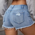 thumbnail image 4 of UDAUDU Women's Shorts Jeans Y2k Summer Vintage Low Rise Ripped Distressed Skinny Cute Mini Denim Shorts Light Blue XL, 4 of 4