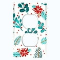 thumbnail image 2 of Metal Light Switch Plate Cover Festive Floral Mistletoe Cranberry Holly Stems XMS008, 2 of 13